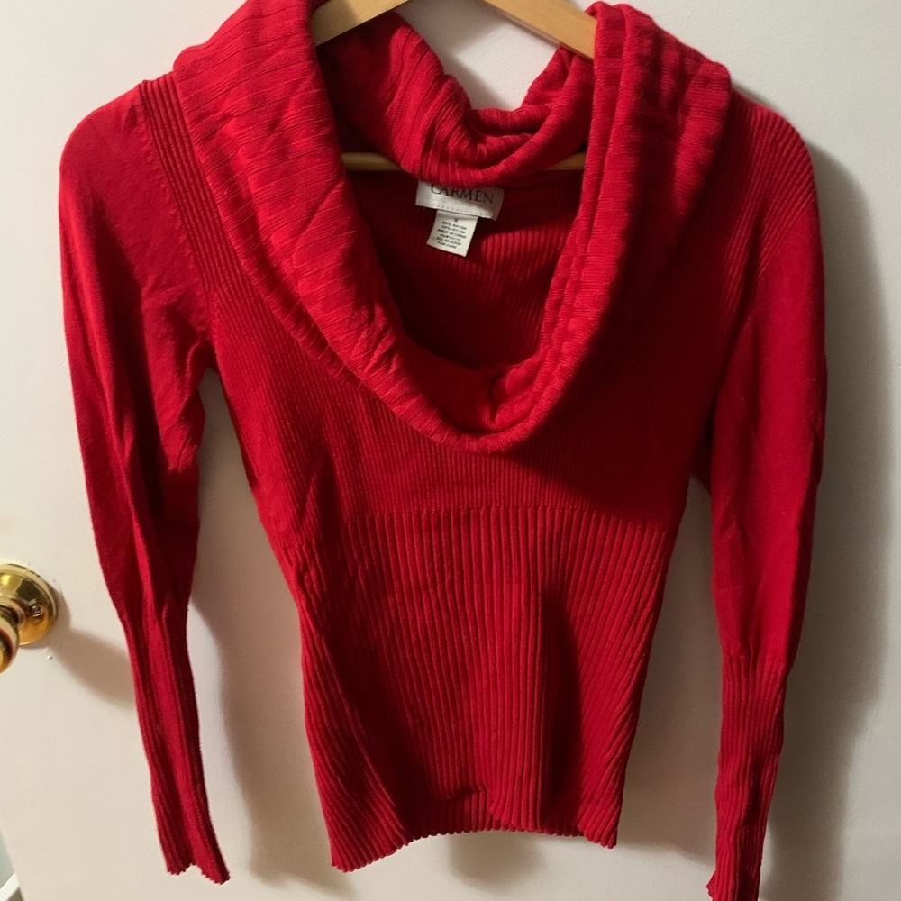 Off the shoulder red sweater
